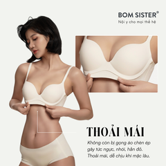 Áo lót nữ chất su, không gọng, mặc được trang phục hở lưng, thoáng mát lưng BOMSISTER MU2610