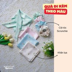 [FREESHIP] Đồ ngủ pyjama lụa cao cấp, tặng khăn lụa & cột tóc tone màu pastel N1004 - BOM Sister