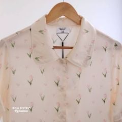 [FREESHIP] Đồ ngủ pyjama lụa cao cấp, tặng khăn lụa & cột tóc tone màu pastel N1004 - BOM Sister