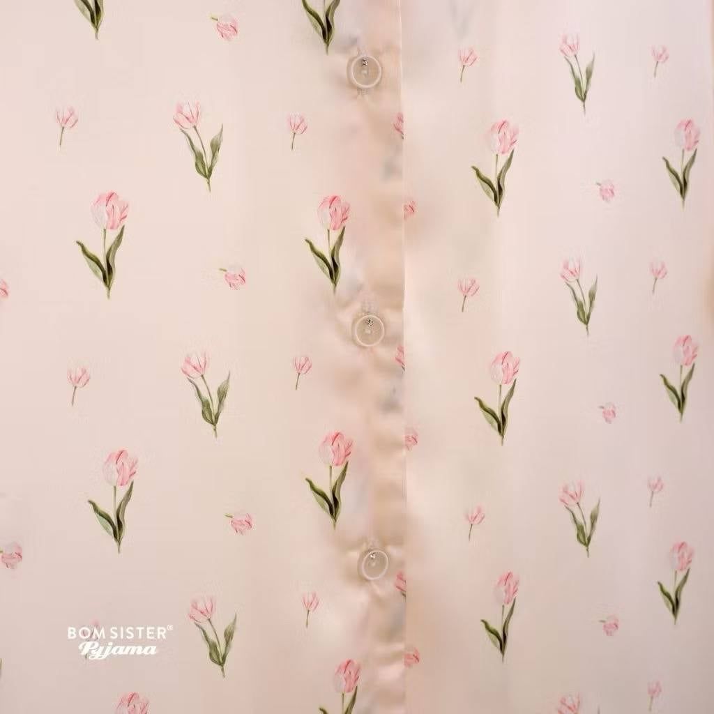 [FREESHIP] Đồ ngủ pyjama lụa cao cấp, tặng khăn lụa & cột tóc tone màu pastel N1004 - BOM Sister