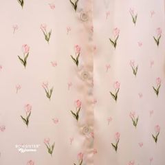 [FREESHIP] Đồ ngủ pyjama lụa cao cấp, tặng khăn lụa & cột tóc tone màu pastel N1004 - BOM Sister