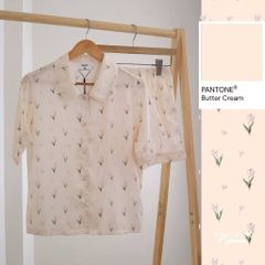 [FREESHIP] Đồ ngủ pyjama lụa cao cấp, tặng khăn lụa & cột tóc tone màu pastel N1004 - BOM Sister