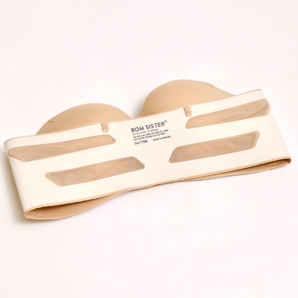 Áo lót cúp ngang không dây, áo ngực quây không gọng, mút 2cm tặng kèm dây áo BOM Sister A947
