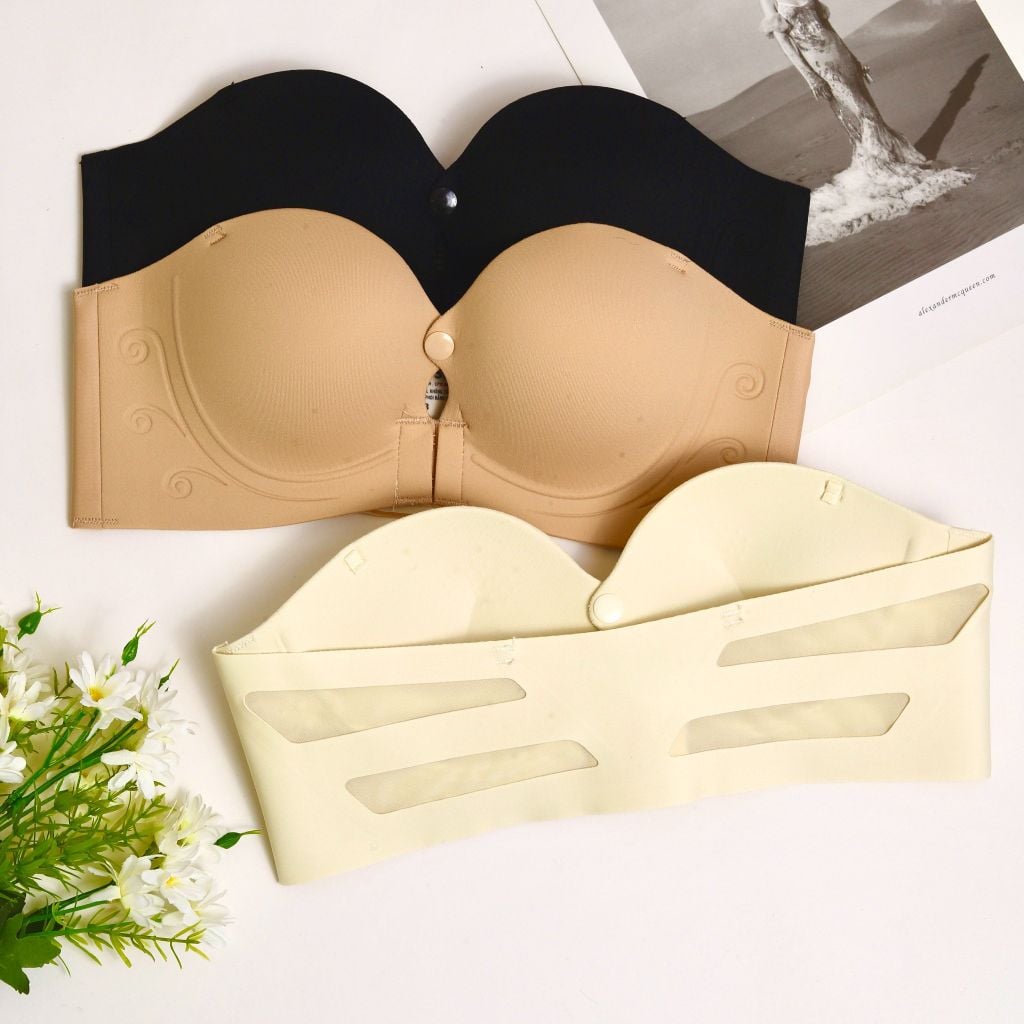 Áo lót cúp ngang không dây, áo ngực quây không gọng, mút 2cm tặng kèm dây áo BOM Sister A947