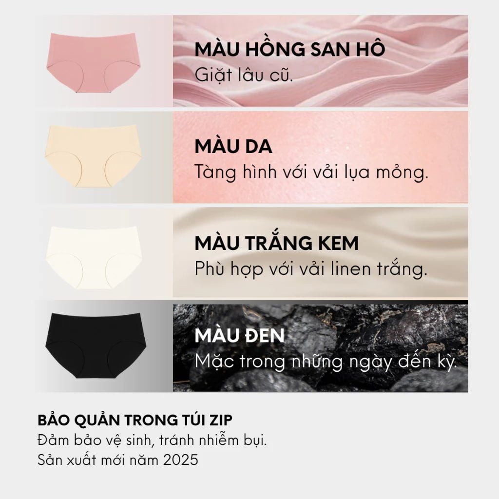 [FREESHIP] Combo 5 Quần Lót Kem Nền Không Viền – Mặc Như Không, Mát Mẻ Cả Ngày P0310