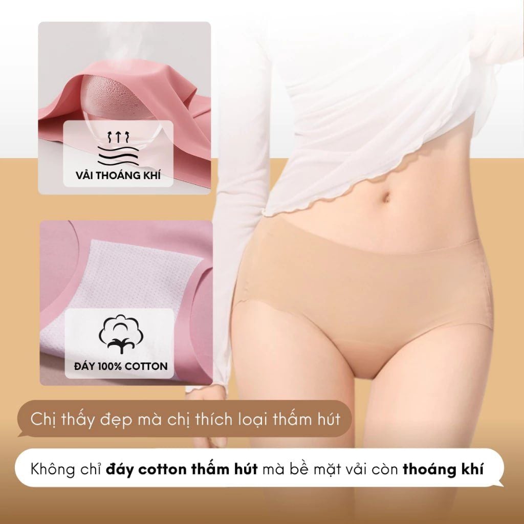 [FREESHIP] Combo 5 Quần Lót Kem Nền Không Viền – Mặc Như Không, Mát Mẻ Cả Ngày P0310