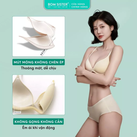 Áo lót không gọng trơn nâng ngực tự nhiên đệm mỏng thông hơi thoáng mát A1016