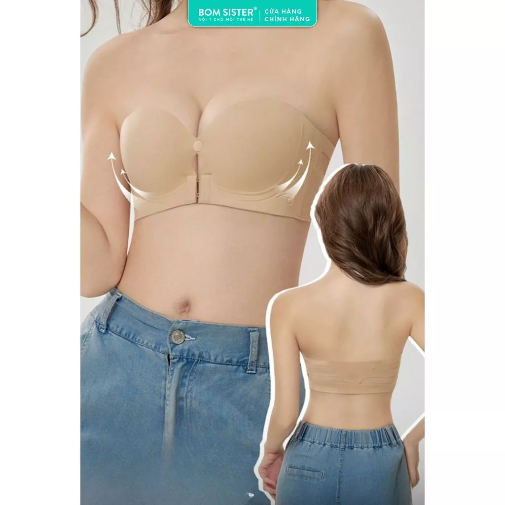 Áo lót cúp ngang không dây, áo ngực quây không gọng, mút 2cm tặng kèm dây áo BOM Sister A947
