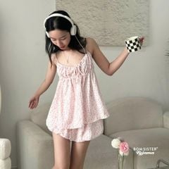 Bộ đồ ngủ nữ hai dây, quần bí N1008 - BOM Sister