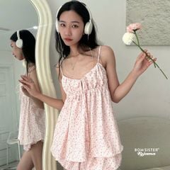 Bộ đồ ngủ nữ hai dây, quần bí N1008 - BOM Sister