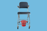  Ghế bô đi vệ sinh có bánh xe, ghế bệnh nhân đệm ngồi êm ái - Inox xếp gọn 