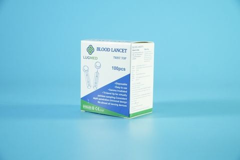  Hộp 100 kim lấy máu tiểu đường tròn xanh LUGMED vô trùng 