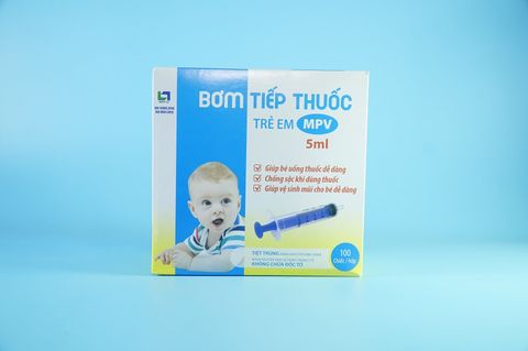  Hộp 100 bơm uống thuốc cho trẻ MPV, bơm tiếp thuốc cho bé - 5ml dụng cụ uống thuốc đầu to 