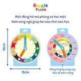  Đồ chơi học xem giờ Montessori song ngữ - Đồng hồ giấy mô phỏng & ghép hình thời gian cho bé 5+ 