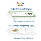  Đồ chơi học xem giờ Montessori song ngữ - Đồng hồ giấy mô phỏng & ghép hình thời gian cho bé 5+ 