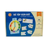  Đồ chơi học xem giờ Montessori song ngữ - Đồng hồ giấy mô phỏng & ghép hình thời gian cho bé 5+ 
