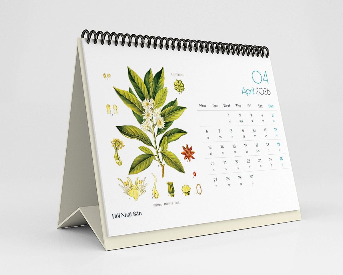  Lịch Bàn 2026 - Botanicals & Herbs 