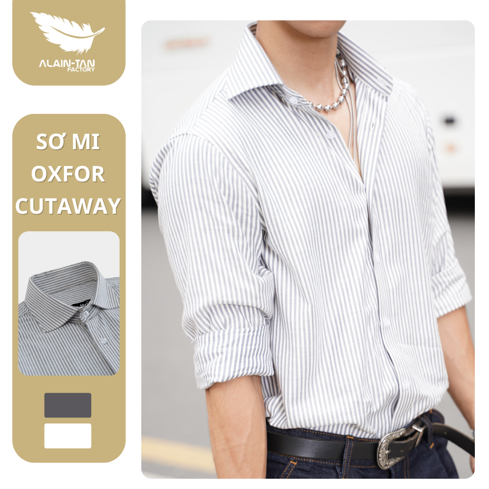 Áo Sơ Mi Vải Oxford Cổ Áo Cut Away Form Dáng Regular