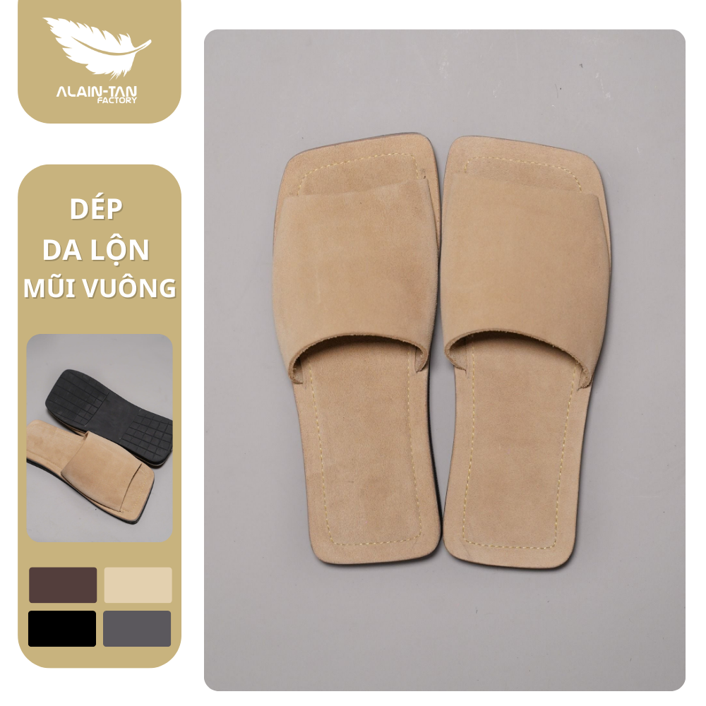Dép da lộn mũi Vuông Alain Tan