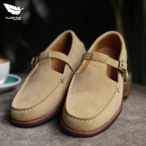  Giày T-bar Loafer Da Lộn Nam ALAIN TAN 