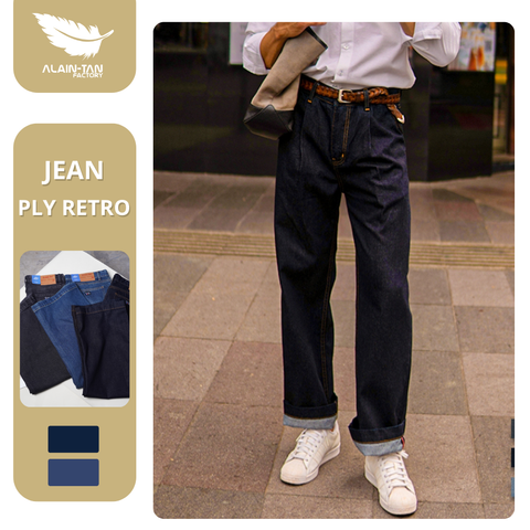  Quần Denim ống suông có ly 