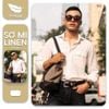 Sơ Mi Linen Hai Túi Phong Cách Retro Cổ Cutaway