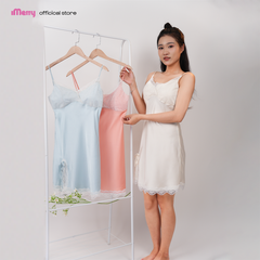 Đầm ngủ nữ hai dây phối ren iMerry chất liệu lụa Latin cao cấp mềm mại thoáng mát đồ ngủ mặc nhà xẻ tà quyến rũ DN001
