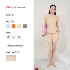 Đồ bộ đồ mặc nhà Pijama đùi nữ cổ tròn iMerry chất sợi tre tay ngắn quần ngắn co giãn thoáng mát họa tiết trơn BD015