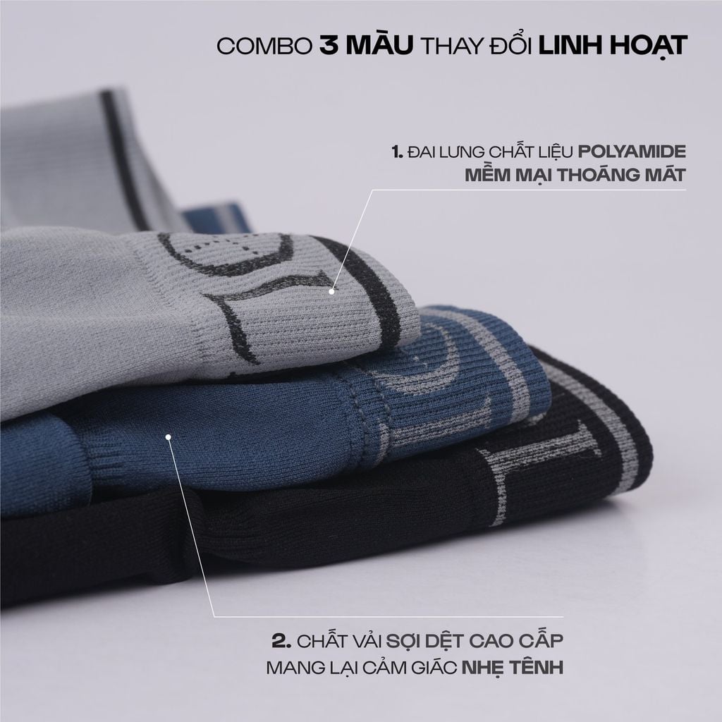 Combo 3 Quần lót nam cao cấp iCOOlWEAR, Quần boxer nam thun lạnh họa tiết ca rô, mềm mại, co giãn VN011