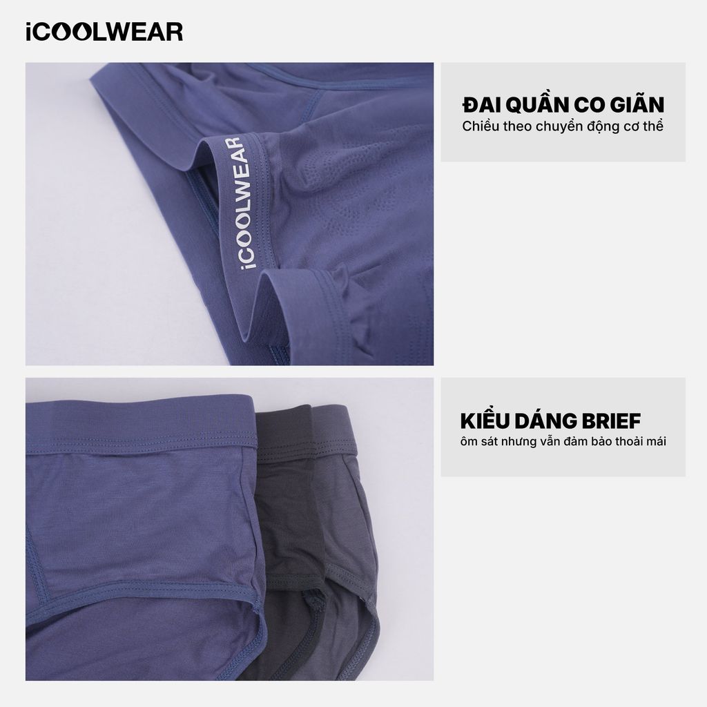 Combo 3 quần sịp tam giác nam iCOOLWEAR chất vải modal, thoáng khí, mềm mại VN012