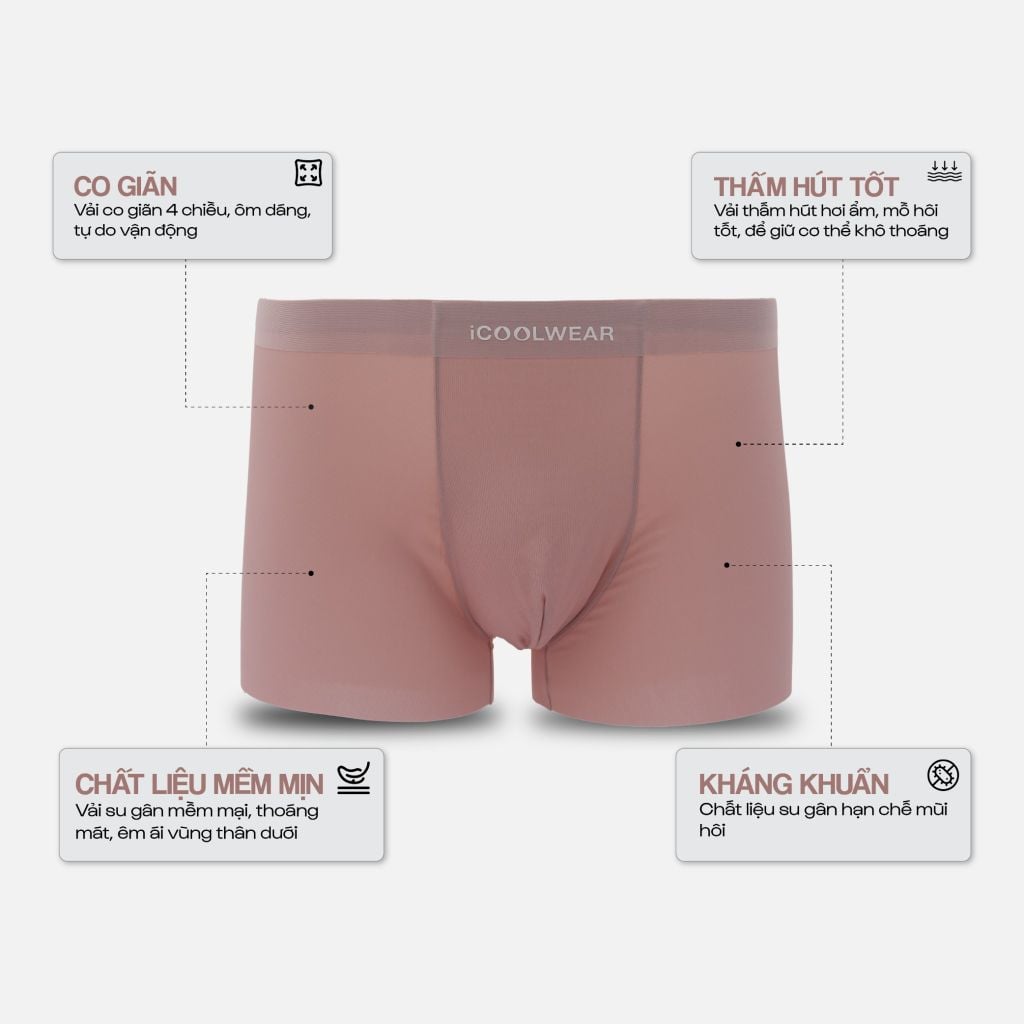 Combo 3 Quần lót nam cao cấp iCOOLWEAR, Quần boxer nam thun lạnh, thoáng khí, kháng khuẩn, khử mùi VN010