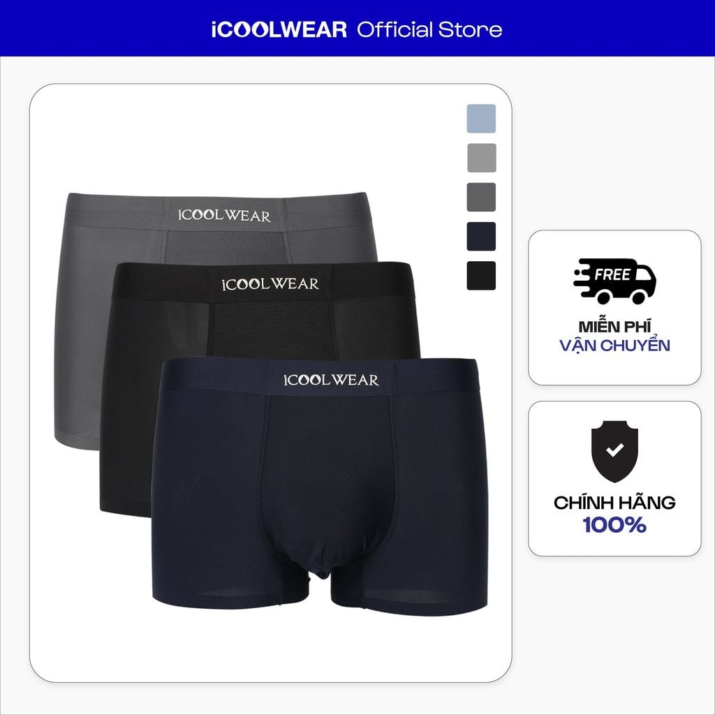 Combo 3 Quần lót boxer nam thun lạnh cao cấp quần sịp nam thun lạnh thoáng khí, kháng khuẩn tốt - ICOOLWEAR - VN004