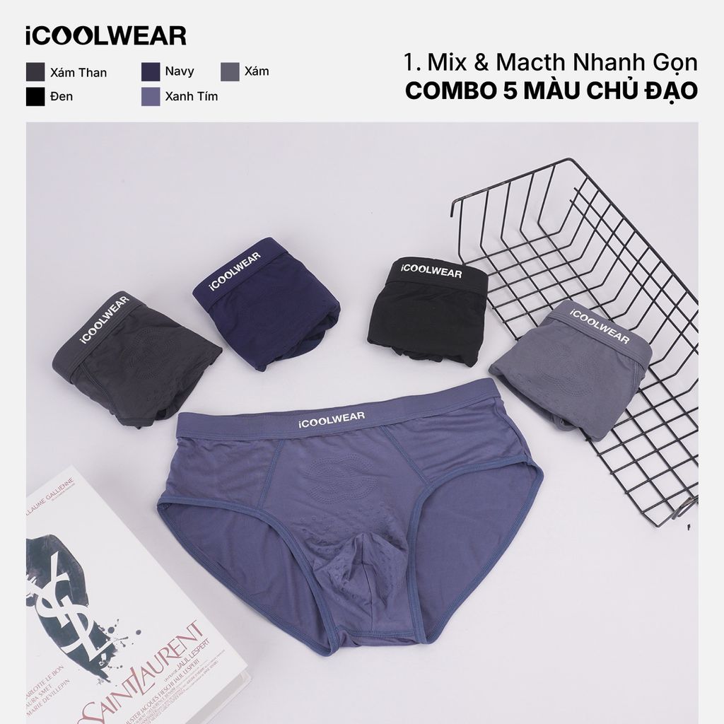 Combo 5 quần sịp tam giác nam iCOOLWEAR chất vải modal, thoáng khí, mềm mại VN012