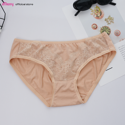 Pack 4 quần lót cotton nữ iMERRY phối ren cao cấp kiểu dáng bikini thoáng khí, thoải mái VQ094