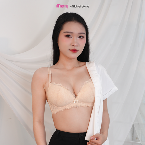 Áo lót ren iMERRY không gọng thoải mái, không mút nâng nhẹ, phối ren tinh xảo VA006