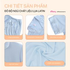 Bộ Pijama Chérie Bamboo By iMerry chất sợi tre tay ngắn quần ngắn thoáng mát họa tiết trơn BD016