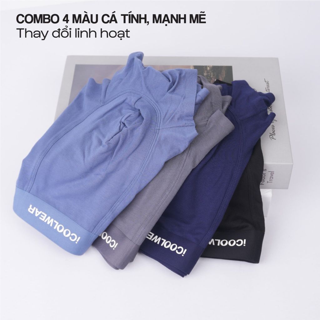 Combo 4 Quần lót nam cao cấp Profit iCOOLWEAR, quần boxer modal, thoáng khí, kháng khuẩn, khử mùi VN002