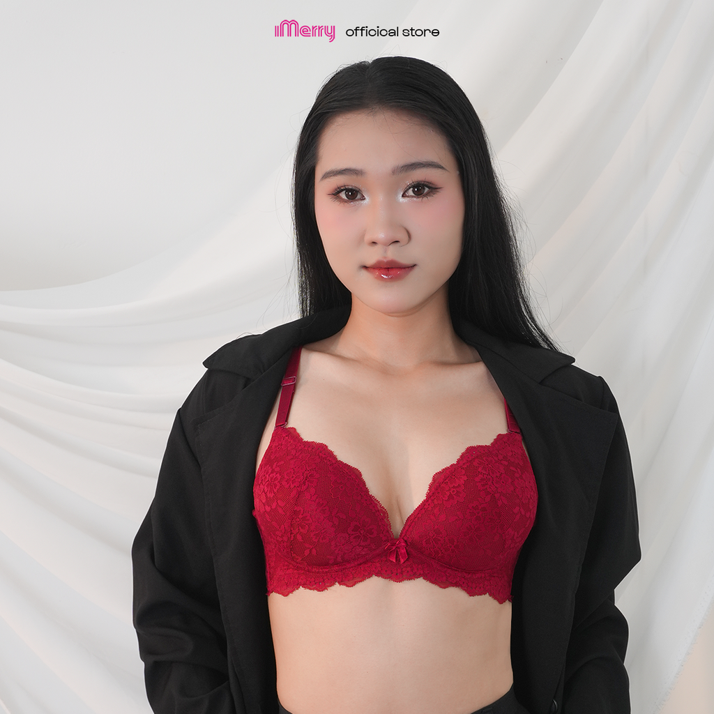 Áo lót ren iMERRY không gọng thoải mái, không mút nâng nhẹ, phối ren tinh xảo VA006