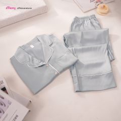 BỘ ĐỒ NGỦ LỤA iMerry TAY NGẮN QUẦN DÀI HỌA TIẾT TRƠN MỀM MẠI THOÁNG MÁT THANH LỊCH CHO NỮ BD010
