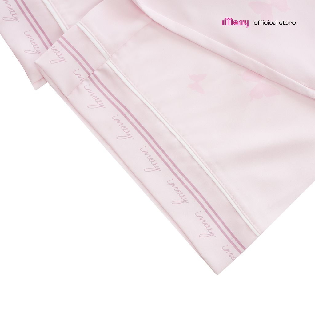 BỘ ĐỒ NGỦ LỤA DÀI TAY iMerry HỌA TIẾT CÁNH BƯỚM MỀM MẠI, THOÁNG MÁT, SANG TRỌNG CHO NỮ BD008