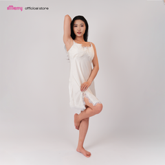 Đầm ngủ nữ hai dây phối ren iMerry chất liệu lụa Latin cao cấp mềm mại thoáng mát đồ ngủ mặc nhà xẻ tà quyến rũ DN001