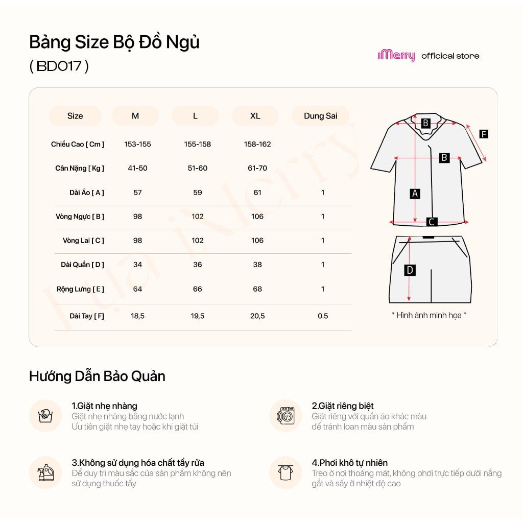 Đồ bộ đồ mặc nhà Pijama iMerry cổ bẻ tay ngắn quần ngắn Trẻ Trung Sang Trọng Nữ Tính BD017