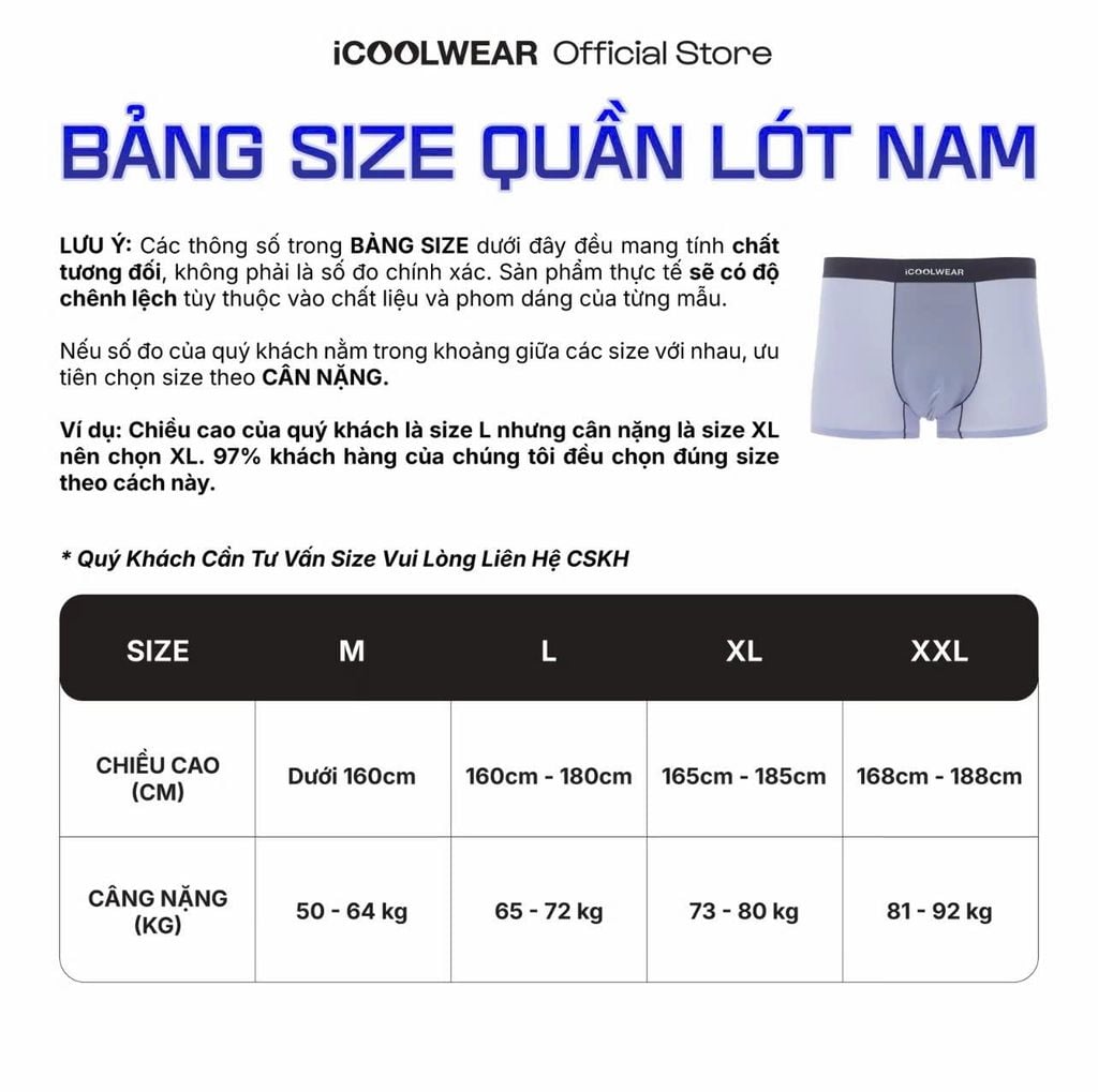 Combo 3 quần lót nam cao cấp profit iCOOLWEAR, Quần boxer nam thun lạnh, thoáng khí, kháng khuẩn, khử mùi vn017