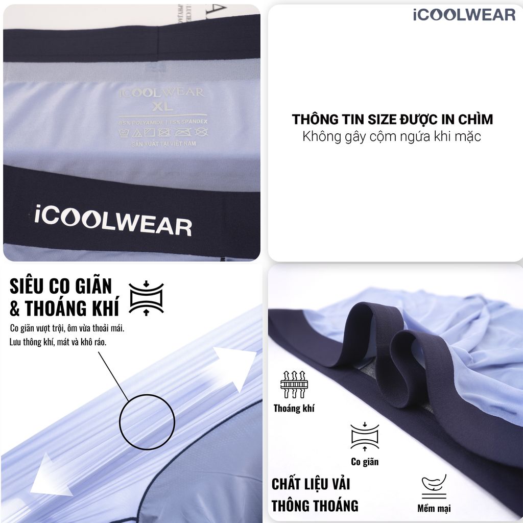 Combo 3 quần lót nam cao cấp profit iCOOLWEAR, Quần boxer nam thun lạnh, thoáng khí, kháng khuẩn, khử mùi vn017