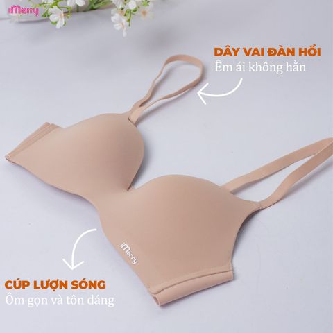 Áo lót su nữ iMerry không gọng đệm mỏng cúp lượn sóng mềm mại êm ái nâng nhẹ tự nhiên VA047
