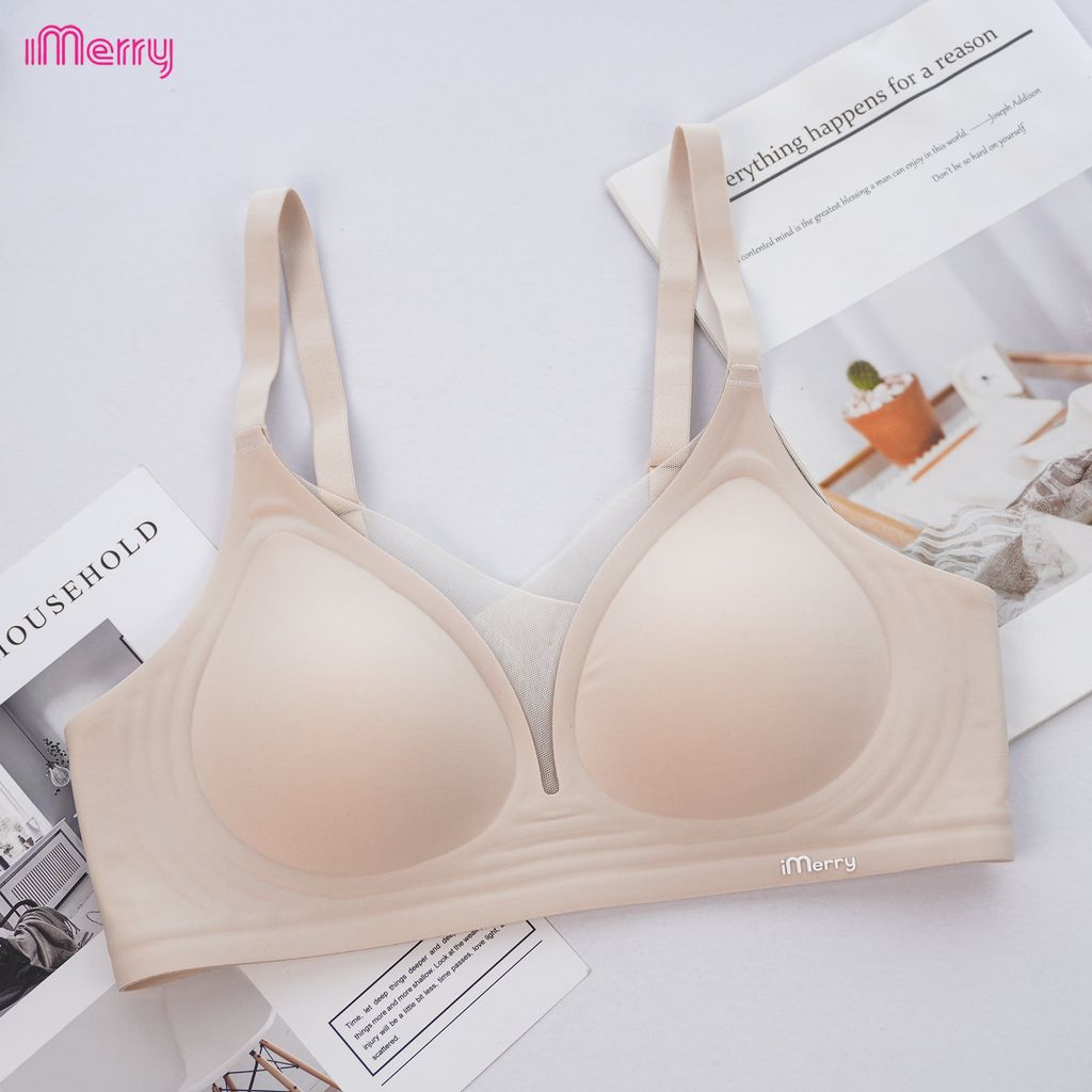 Áo lót su nữ iMerry phối ren chữ V siêu push up 7 cm với mút dày 4cm giúp nâng vòng 1 tự nhiên VA078