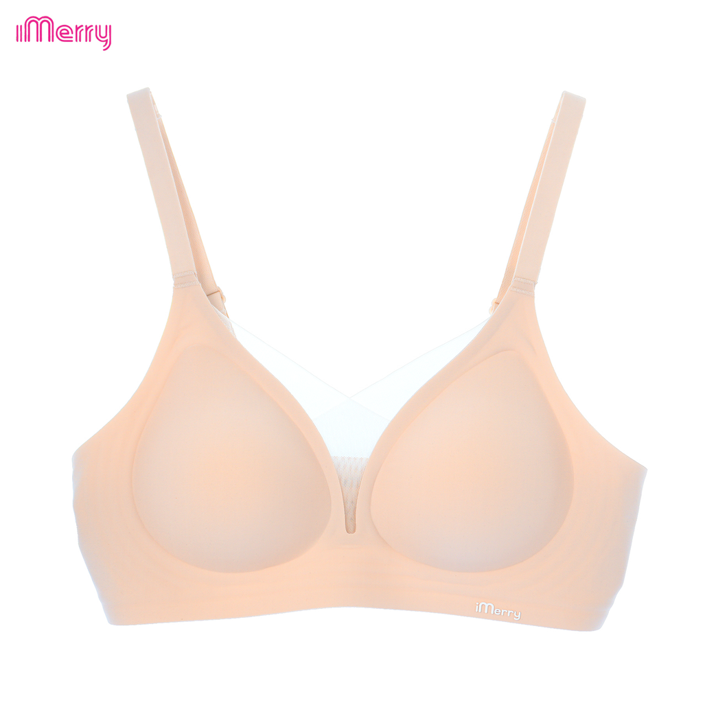 Áo lót su nữ iMerry phối ren chữ V siêu push up 7 cm với mút dày 4cm giúp nâng vòng 1 tự nhiên VA078