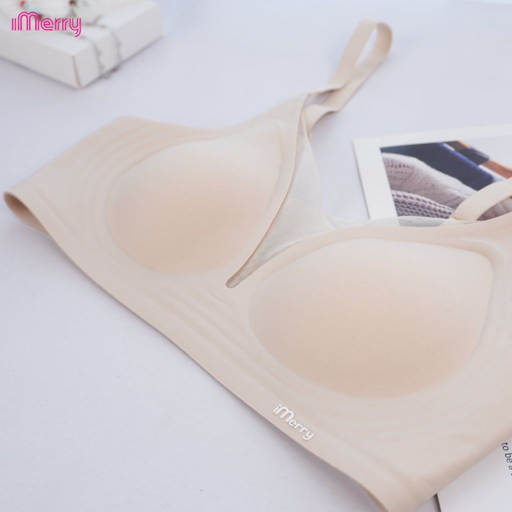 Áo lót su nữ iMerry phối ren chữ V siêu push up 7 cm với mút dày 4cm giúp nâng vòng 1 tự nhiên VA078