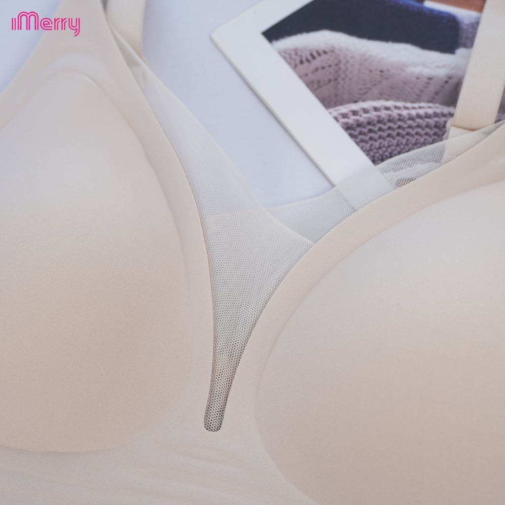 Áo lót su nữ iMerry phối ren chữ V siêu push up 7 cm với mút dày 4cm giúp nâng vòng 1 tự nhiên VA078