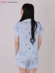 Bộ pyjama đùi lụa cao cấp iMerry chất latin, đồ bộ mặc nhà tay ngắn quần ngắn họa tiết in hoa BD011